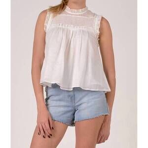 NEW ELAN hi neck sleeveless top in white